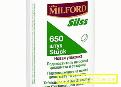 Milford sukker erstatning: fordel og skade