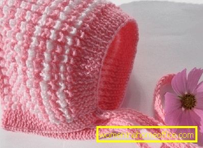 Strikket lue for nyfødt jente med strikkepinner